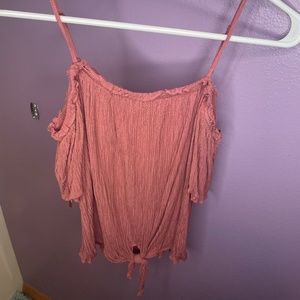 Pink shoulder sleeve tank top